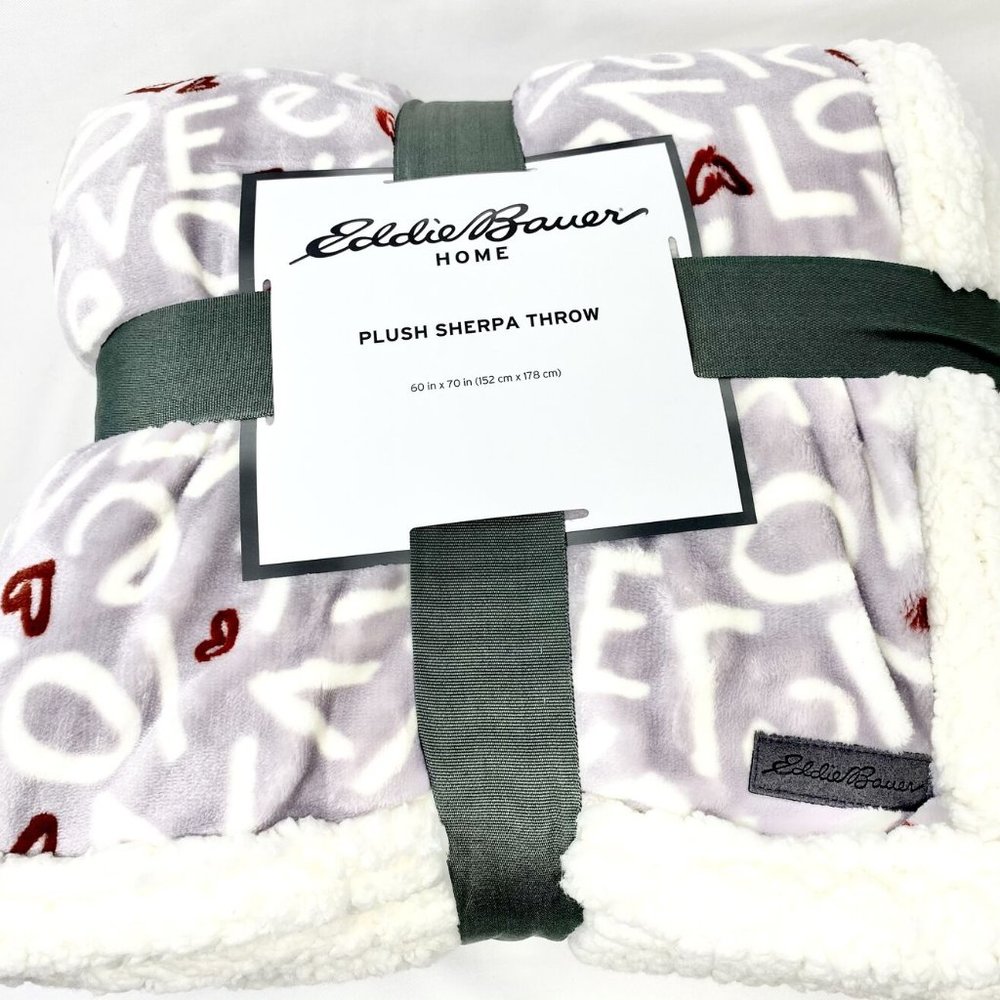 Eddie Bauer Pink Love Plaid Reversible Sherpa